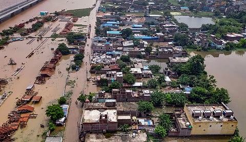Flood-affected areas in Bihar as several rivers continue to flow above danger levels. PTI image