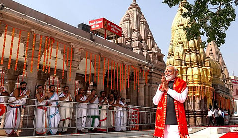 PM Modi Holds Roadshow in Varanasi, Offers Prayers at Kashi Vishwanath Temple During UP Visit