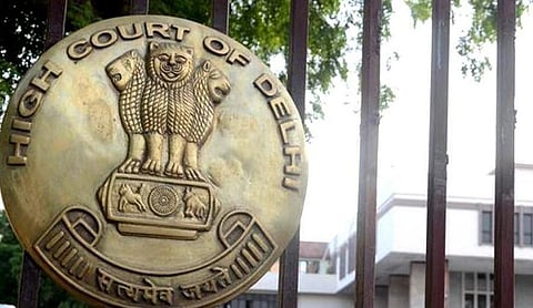 File photo: The seal of the High Court of Delhi on its gate, NEW DELHI. (PTI Photo)