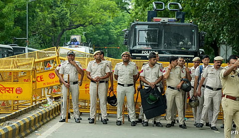 Representational image: Delhi Police personnel near barricades. (PTI Photo)