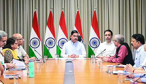 Pralhad Joshi assumes charge as Union Education Minister