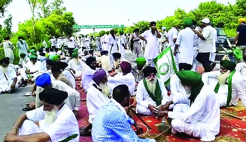 Protesting farmers stopped at Haryana border