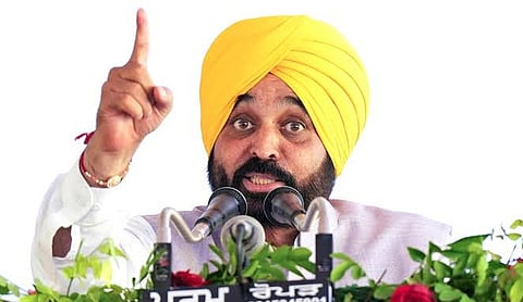 File photo: Punjab Chief Minister Bhagwant Mann speaking at an event, CHANDIGARH. (PTI Photo)
