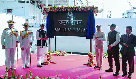 Rajnath Singh commissions ICGS Samudra Pratap in Goa