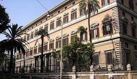 This photograph shows the US Embassy in Rome, where the delegation is taking place
