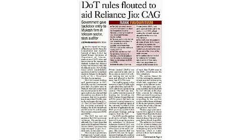 Rules flouted to aid Mukesh Ambani’s Reliance Jio : CAG