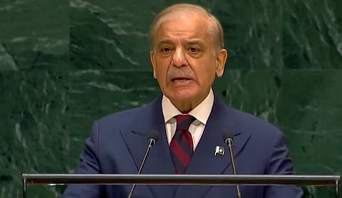 Pakistan Prime Minister Shehbaz Sharif at the UN. Source: X/Screengrab (PTI)