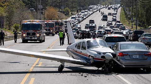 Small plane makes emergency landing on busy US road