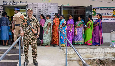 People turn out to vote in the Madurantakam and Dharapuram Assembly by-elections in Tamil Nadu. (Source: PTI)