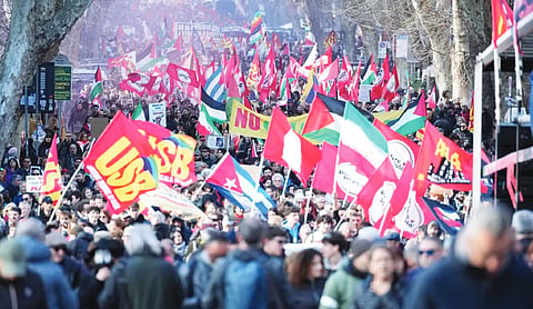 Thousands of people protested against wars in the West Asia