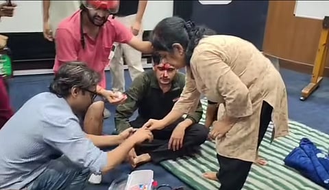 An SRFTI student injured during the clash at the institute in Kolkata. Source: Instagram/screengrab