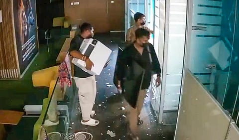 The TMC office on Camac Street in Kolkata after the alleged vandalism. PTI image