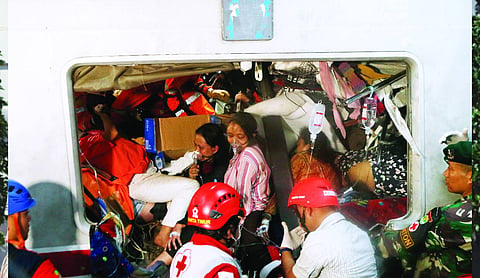 Train collision in Indonesia kills 14; 84 injured
