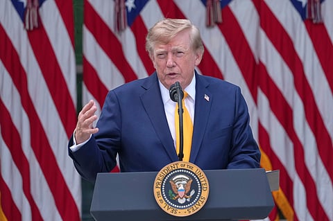 File photo: President Donald Trump speaks during a back to school event in the Rose Garden of the White House, Monday, Aug. 24, 2026, in Washington. (AP Photo via PTI)