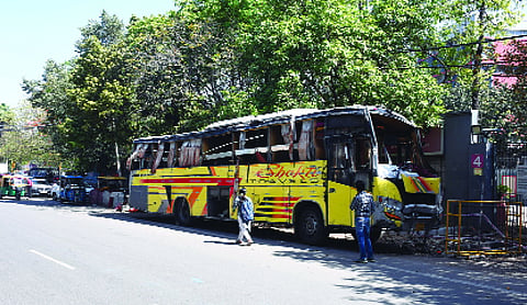 Two dead after speeding bus overturns in Karol Bagh