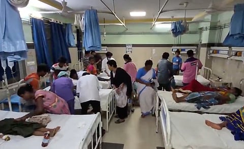 Government Area Hospital in Bhadrachalam, where children who fell ill after the reported chloroquine administration are undergoing treatment. Screengrab/X
