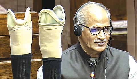 Uproar in Rajya Sabha after Kerala MP recalls past attack, displays prosthetics