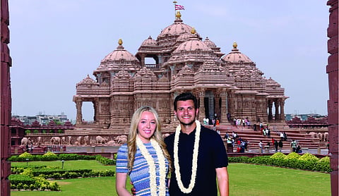 US President’s daughter Tiffany Trump, husband Michael visit Akshardham temple