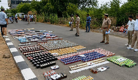 Vadodara Police destroy over 1 Lakh bottles of illegal liquor worth ₹4 crore
