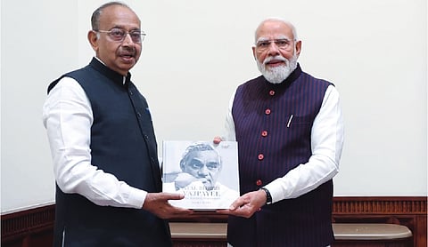 Vijay Goel meets PM, presents coffee table book on Vajpayee