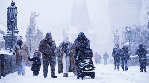 Winter storm slams UK, France