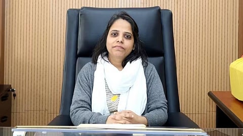 File photo: IAS officer Neha Marvya seated at her desk.