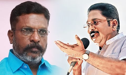 கருணாநிதி, ஸ்டாலின் ஆகியோரின் பெயர்கள் தமிழ்ப்பெயரா..? - திருமாவளவனுக்கு டி.டி.வி. தினகரன் கேள்வி