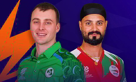 டி20 உலகக்கோப்பை: அயர்லாந்துக்கு எதிராக ஓமன் பந்துவீச்சு
