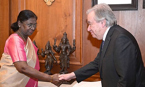 ஜனாதிபதி திரவுபதி முர்முவுடன் ஐ.நா. பொது செயலாளர் சந்திப்பு
