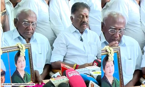 பரபரப்பாக நடந்த ஓபிஎஸ் செய்தியாளர் சந்திப்பு.. ரோஜா பூவை சாப்பிட்ட ஆதரவாளர்