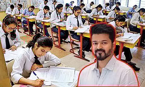 பதற்றமின்றி, அச்சமின்றி எதிர்கொள்ளுங்கள்: மாணவர்களுக்கு விஜய் வாழ்த்து