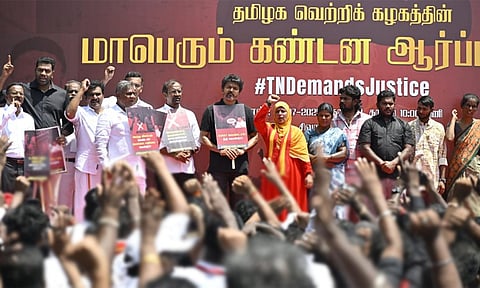 தமிழக அரசை கண்டித்து மாநிலம் முழுவதும் இன்று த.வெ.க. ஆர்ப்பாட்டம்