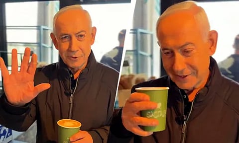 கையில் காபியுடன் பெஞ்சமின் நெதன்யாகு; கொல்லப்பட்டதாக பரவிய வதந்திக்கு முற்றுப்புள்ளி 

