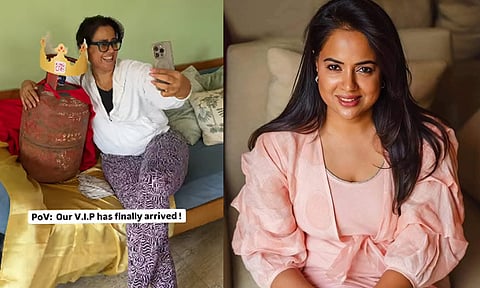 கிரீடம் வைத்து கியாஸ் சிலிண்டருக்கு வரவேற்பு... சமீரா ரெட்டி வெளியிட்ட வீடியோ வைரல் 