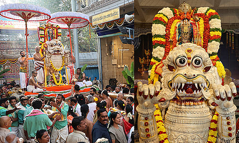 சிம்ம வாகனத்தில் எழுந்தருளி அருள்பாலித்த கோதண்டராமர்