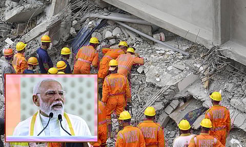 
உ.பி.:  கட்டிடம் சரிந்ததில் சிக்கி 4 பேர் பலி; பிரதமர், முதல்-மந்திரி இழப்பீடு அறிவிப்பு
