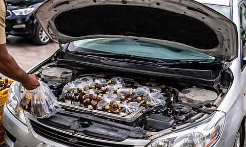 கள்ளக்குறிச்சியில் அதிரடி: கார் என்ஜினில் மறைத்து மதுபானம் கடத்தல் - 2 பேர் கைது