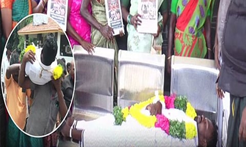 வேட்புமனு தாக்கல் செய்ய பாடை கட்டி வந்த சுயேட்சை வேட்பாளர் மீது வழக்குப்பதிவு