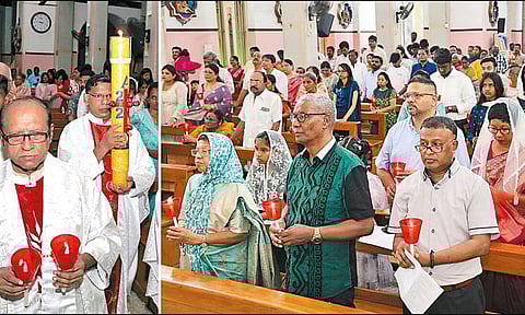 சென்னை புதுப்பேட்டையில் உள்ள அந்தோணியார் ஆலயத்தில் மெழுகுவர்த்தி ஏந்தி சிறப்பு பிரார்த்தனை.