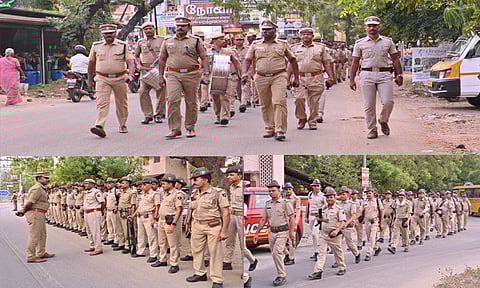 சட்டமன்ற தேர்தலில் மக்கள் பயமின்றி வாக்களிக்க நெல்லையில் காவல் துறையினர் கொடி அணிவகுப்பு