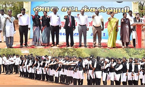 நெல்லை அரசு சட்ட கல்லூரியில் பிரம்மாண்ட தேர்தல் விழிப்புணர்வு: 1,400 மாணவர்கள் பங்கேற்பு