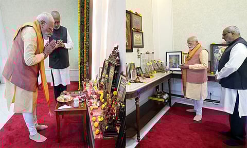 துணை ஜனாதிபதி வீட்டில் தமிழ் புத்தாண்டு கொண்டாடிய பிரதமர் மோடி