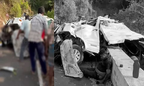 வால்பாறை மலைச்சாலையில் சுற்றுலா வேன் கவிழ்ந்து பயங்கர விபத்து - 8 பேர் உயிரிழப்பு