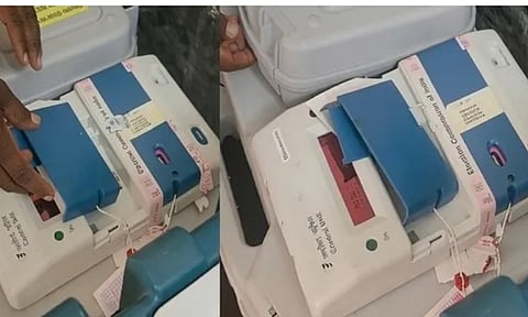 திருவண்ணாமலை; கலசப்பாக்கத்தில்  வாக்குப்பதிவு இயந்திரம் உடைப்பு- 4 பேர் கைது