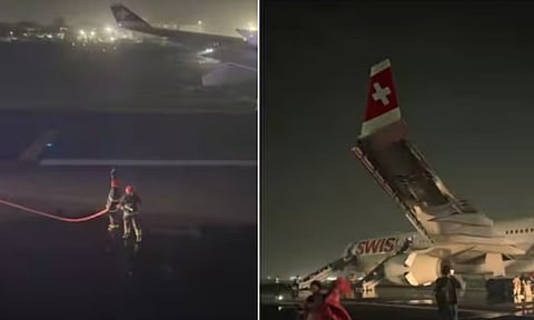 டெல்லியில் இருந்து சுவிட்சர்லாந்து கிளம்பிய விமானத்தில் தீ- 6 பயணிகள் காயம்