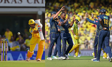 ஐபிஎல் - குஜராத்துக்கு எதிராக அடுத்தடுத்து விக்கெட்டுகளை இழந்து தடுமாறும் சென்னை அணி