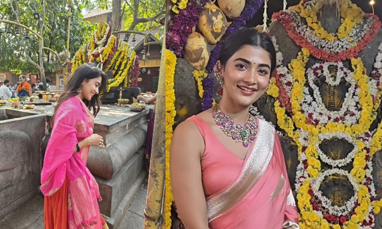 உடுப்பி மூகாம்பிகை கோவிலில் நடிகை பூஜா ஹெக்டே சாமி தரிசனம்