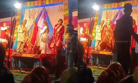 மணமேடையில் மணமகனுக்கு அதிர்ச்சி - காதலன் கழுத்தில் மாலையை போட்ட மணப்பெண்... வீடியோ வைரல்
