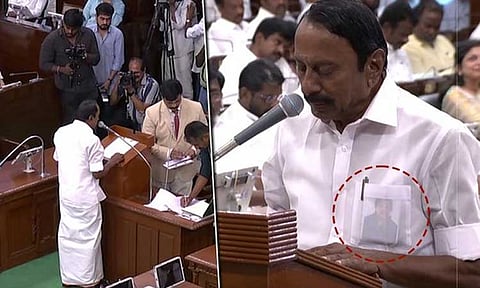 சட்டைப்பையில் ஜெயலலிதா படத்துடன் எம்.எல்.ஏ.வாக பதவியேற்ற செங்கோட்டையன்