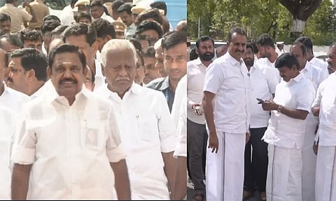 உட்கட்சி பூசல் எதிரொலி: எஸ்.பி.வேலுமணி பதவியேற்றபோது மேஜையை தட்டி உற்சாகமாக வரவேற்ற அதிமுக எம்.எல்.ஏக்கள்